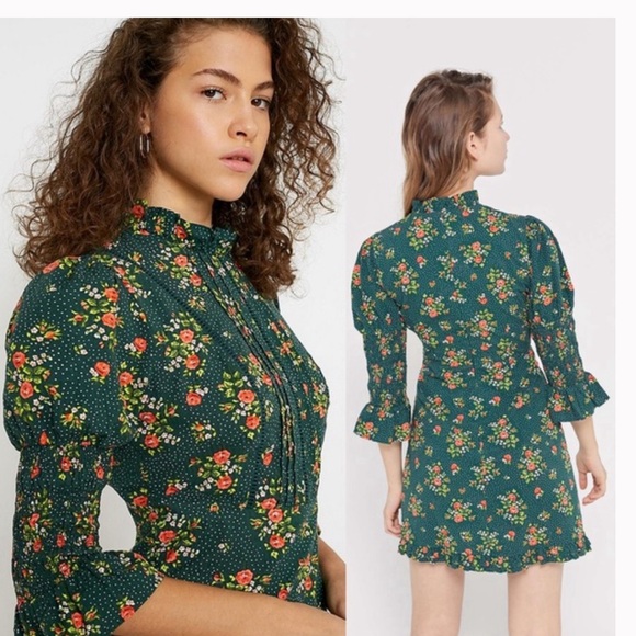 Laura Ashley x Urban Outfitters Maisy Mock Neck Mini Floral Dress - Picture 2 of 7